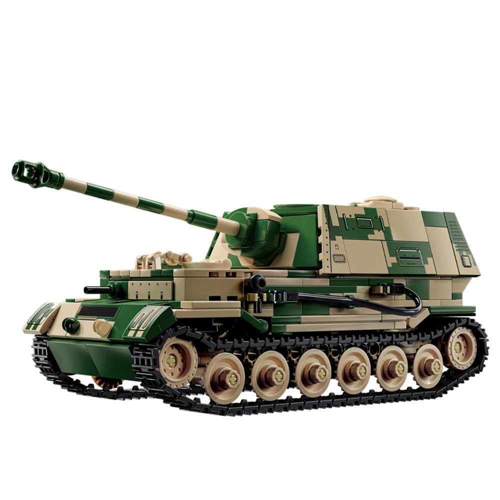 Military WW2 MOC Army Main Battle Tank Armored Vehicle Fighter Soldiers Figures Building Blocks Bricks Set For Children Toys