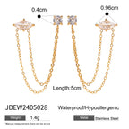 18K PVD-beschichteter Edelstahl Minimalistische Quaste Puder Guss Runde Zirkon Ohrringe Wasserdicht Hochwertiger Damenschmuck