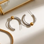 Zora 18k vergulde roestvrijstalen dubbele ring gouden kraal trendy oorclip