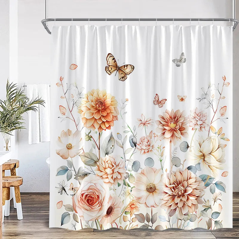 Blue Leaves Shower Curtain Watercolour Plant Eucalyptus Leaf Modern Simple Home Bathroom Decor Fabric Bath Curtains With Hooks