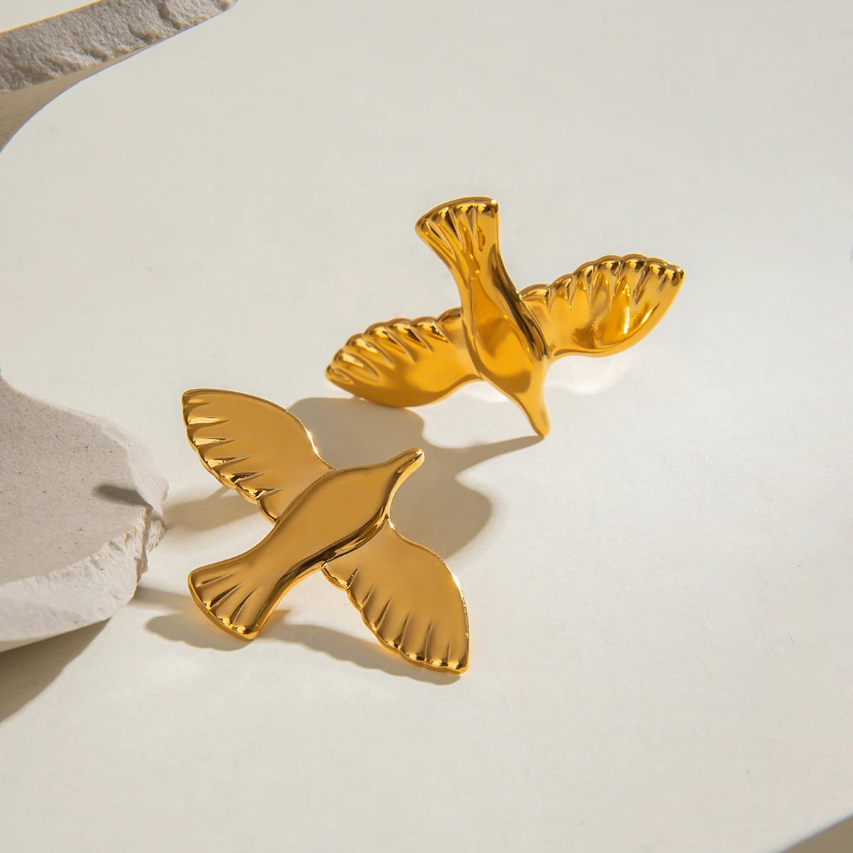 18K Stainless Steel Stylish Smooth Peace Dove Shaped Earrings Women Trendy Charm Chic Statement Jewelry Gala Gift - Grand Goldman