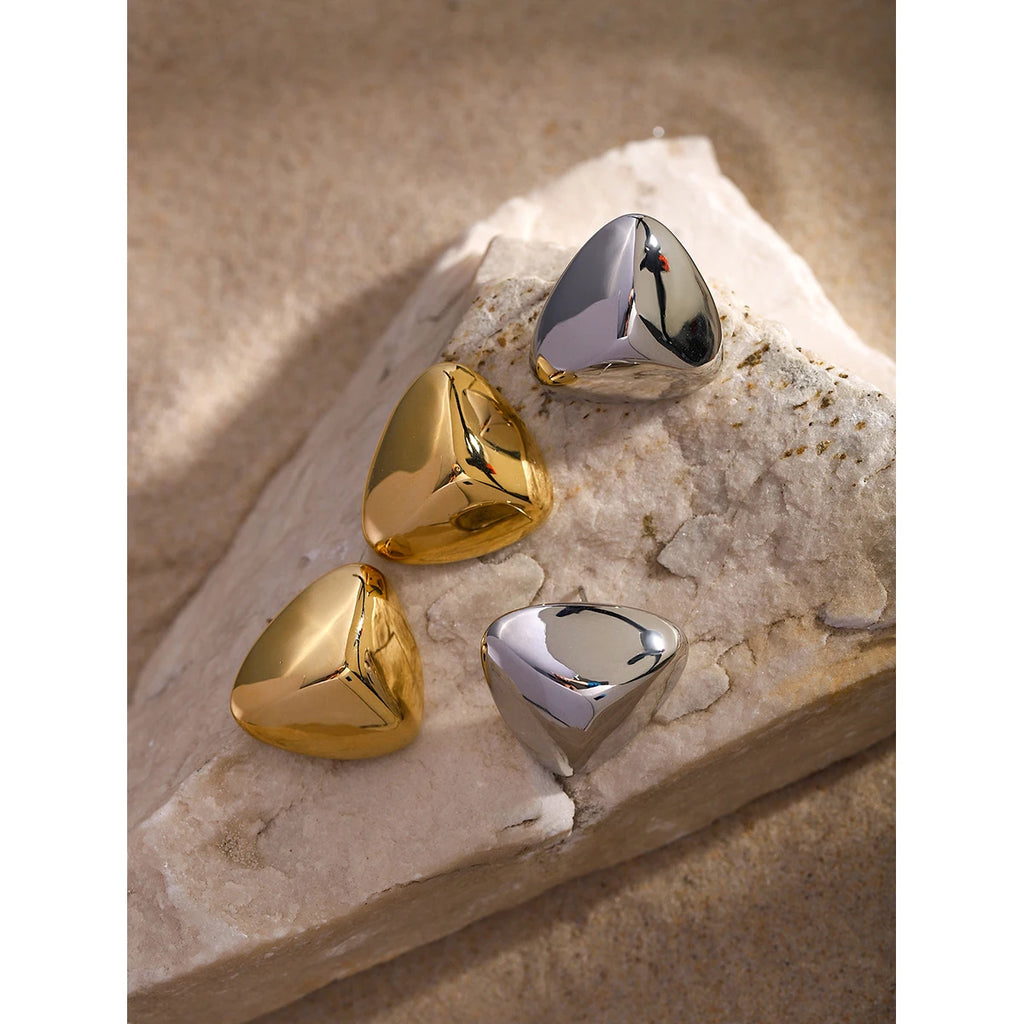 Udsøgte 18K rustfrit stål geometriske tredimensionelle trekantøreringe Vandtætte kvinder højkvalitets бижутерия Festgave