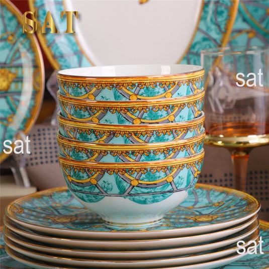 Hot Selling Kitchen Utensils Dinnerware Set Dinner Set Western Ceramic Luxury Fine Bone China Giveaways 58 Pcs Dinnerware Set