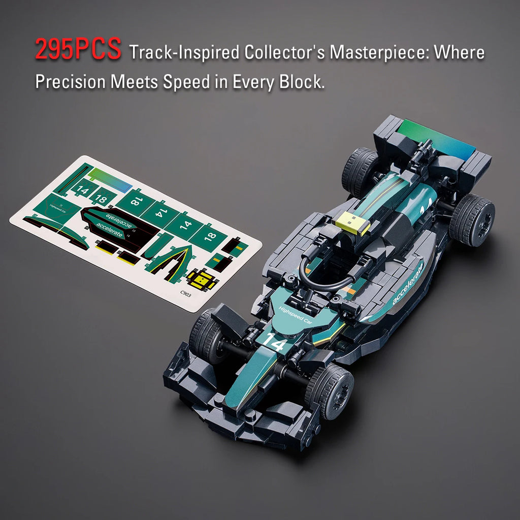 Exquisite Simulation Building Block Series Mini AMR24 Race Car Model Kits MOC Creative Children's Birthday Gifts Toys Vehicle