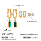 3 Paare pro Karte Edelstahl weiße Strass-Perlen-Ohrringe für Damen 18K PVD-beschichtet, antiallergisch, rostfrei Schmuck