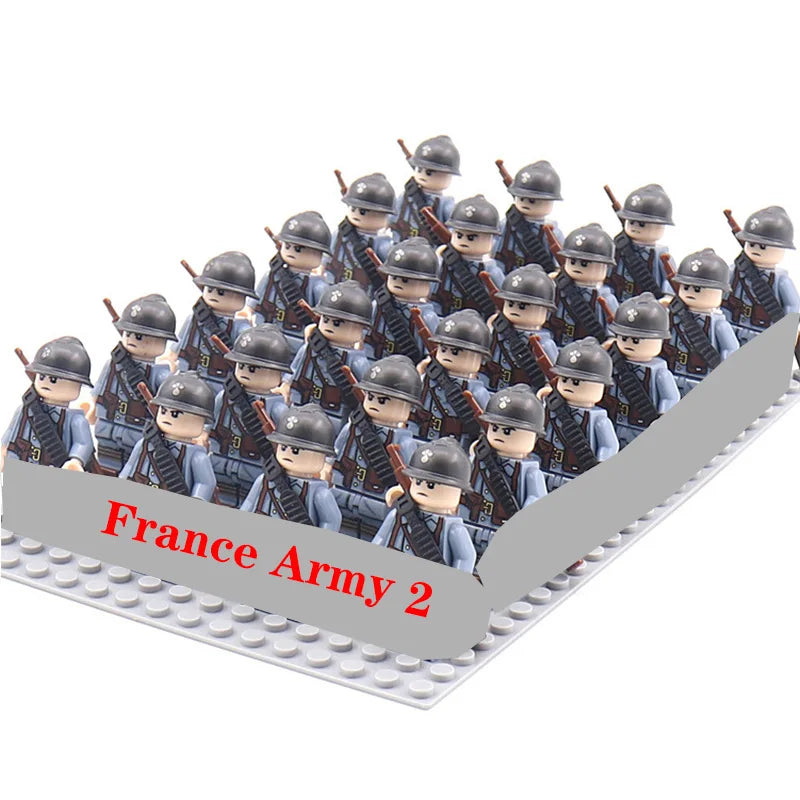 24 Pcs/Lot WW2 Military Figures Building Blocks Nation Army Soldiers Assemble Bricks Educational For Boys Christmas Gift  Toys