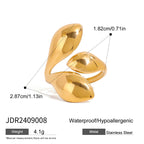 Stainless Steel Irregular Droplet Shaped Open Ring 18K PVD Plated Women Anti Allergic Rust Proof Stylish Jewelry