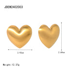 Stainless Steel Vintage Brushed Love Heart Stud Earrings PVD 18k Plated High Quality Free Temperament Charm Jewelry for Women - Grand Goldman