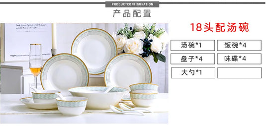 Ensemble de vaisselle en céramique Jingdezhen pour la maison, bol, plat et assiette