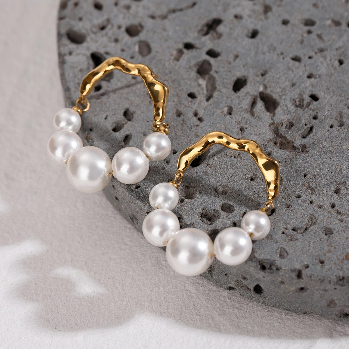 Waterproof 18k Stainless Steel Vintage U-shaped Pearl Stud Earrings High Quality Fashion Statement Jewelry Women Gala Gift