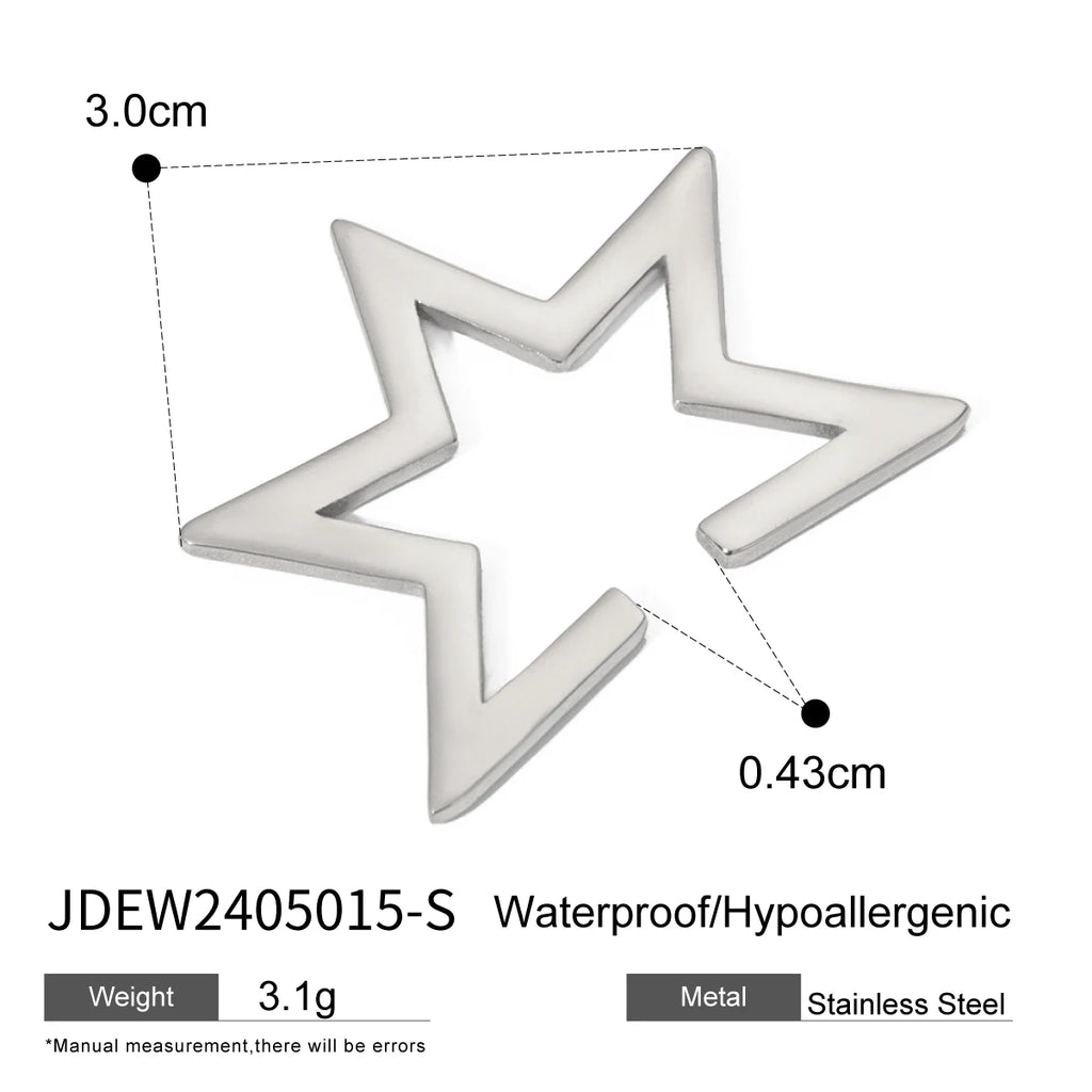 Zomer Licht Luxe 18K Goud Vergulde Roestvrijstalen Inkeping Ster Oorclip Gepolijst Metaal Statement Textuur Mode Sieraden