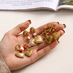 Orecchini a goccia con conchiglia placcata in oro 18k a forma di cuore d'amore, scatola per foto, acciaio inossidabile, donna, antiruggine, regalo per gala, gioielli