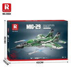 1290PCS MIG-29 Jet Fighter Building Blocks Diy Military Fighter Model Assembly Bricks Desktop Decoration Holiday Gifts Kids Toys