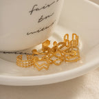 Clips de oreja de acero inoxidable con diseño irregular casual de primavera para mujer Pendientes trenzados minimalistas Joyería impermeable Regalo