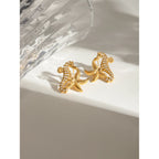 Orecchini in acciaio inossidabile semplici con cavalluccio marino, stella marina, pezzo unico, strass, metallo anti-allergico, gioielli placcati in oro 18K PVD Bijoux