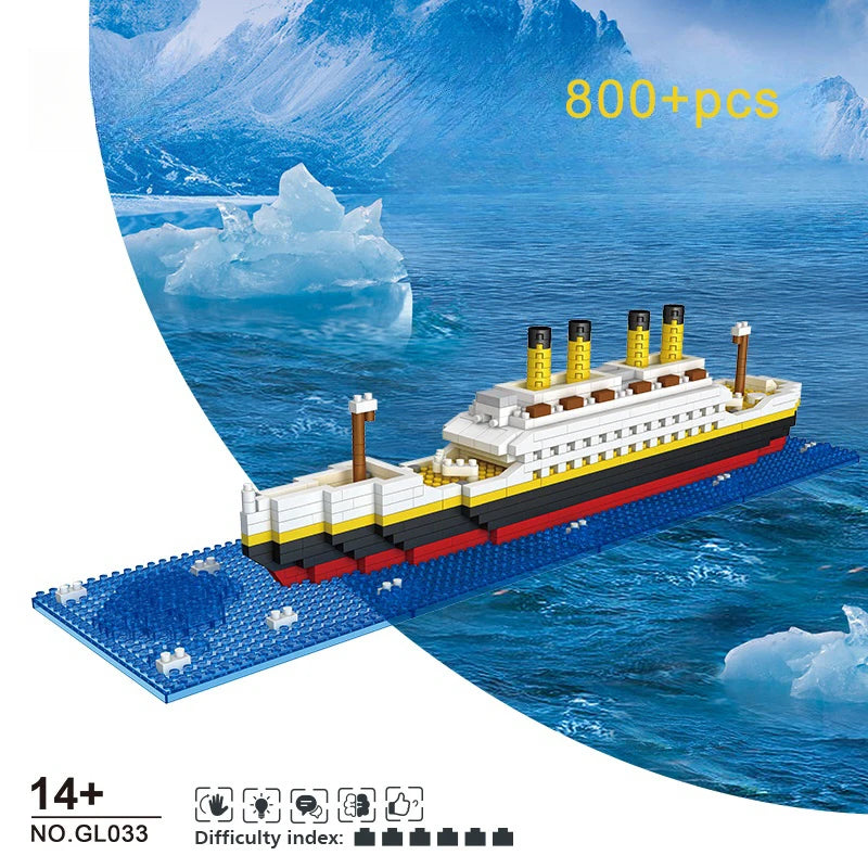 2025 MOC Creative Cruise Ship Micro Building Blocks DIY Tabletop Decoration Bricks Toys Titanic Model  Birthday Christmas Gifts