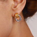 Guld Sølv Farve Blokeret Gevind Oprullede Simple Øreringe Rustfri 18K PVD belagt rustfrit stål Metal Tekstur smykker