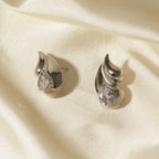 Brincos de Gota de Água Dupla Geométricos de Aço Inoxidável à Prova d'Água Banhados a Ouro 18k com Pingente de Diamante Joia Antialérgica de Destaque