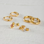 18k Stainless Steel Vintage Purple Diamond Earrings 3 Pairs in One Card Women Statement Charm Texture Rust Proof Jewelry