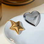 Creative Stainless Steel Gold Silver Matching Love Heart Five-pointed Star Earring Women Charm 18K PVD Plated Waterproof Jewelry