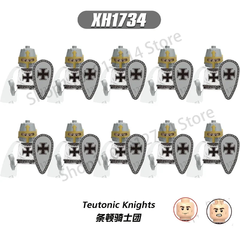 10Pcs/Set Historical Medieval Sparta Heroes Crusader Roman Soldiers Building Blocks Military Action Figures Bricks Toys For Kids