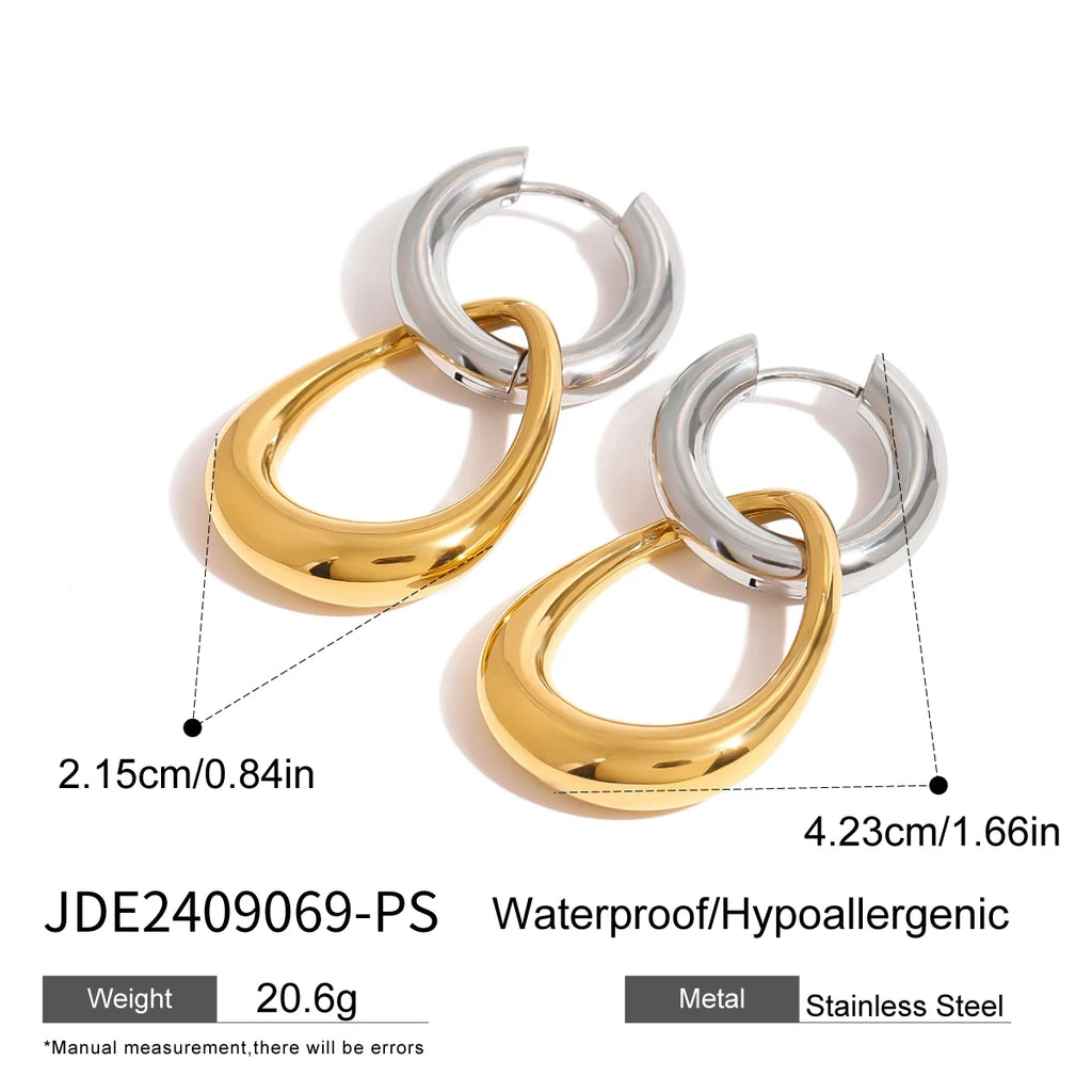 Minimalist 18k Altın Kaplama Paslanmaz Çelik Renk Uyumlu Boş Pendant Daire Şeklinde Küpe Kadın Trendy Charm Takı Bijoux