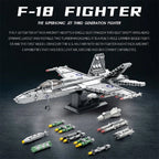 F-18 Strike Hornet Fighter Building Blocks Set, Jet Fighter Construction Kit, Military Toy Gift for Adults, Teens 14+, 1387 Pcs