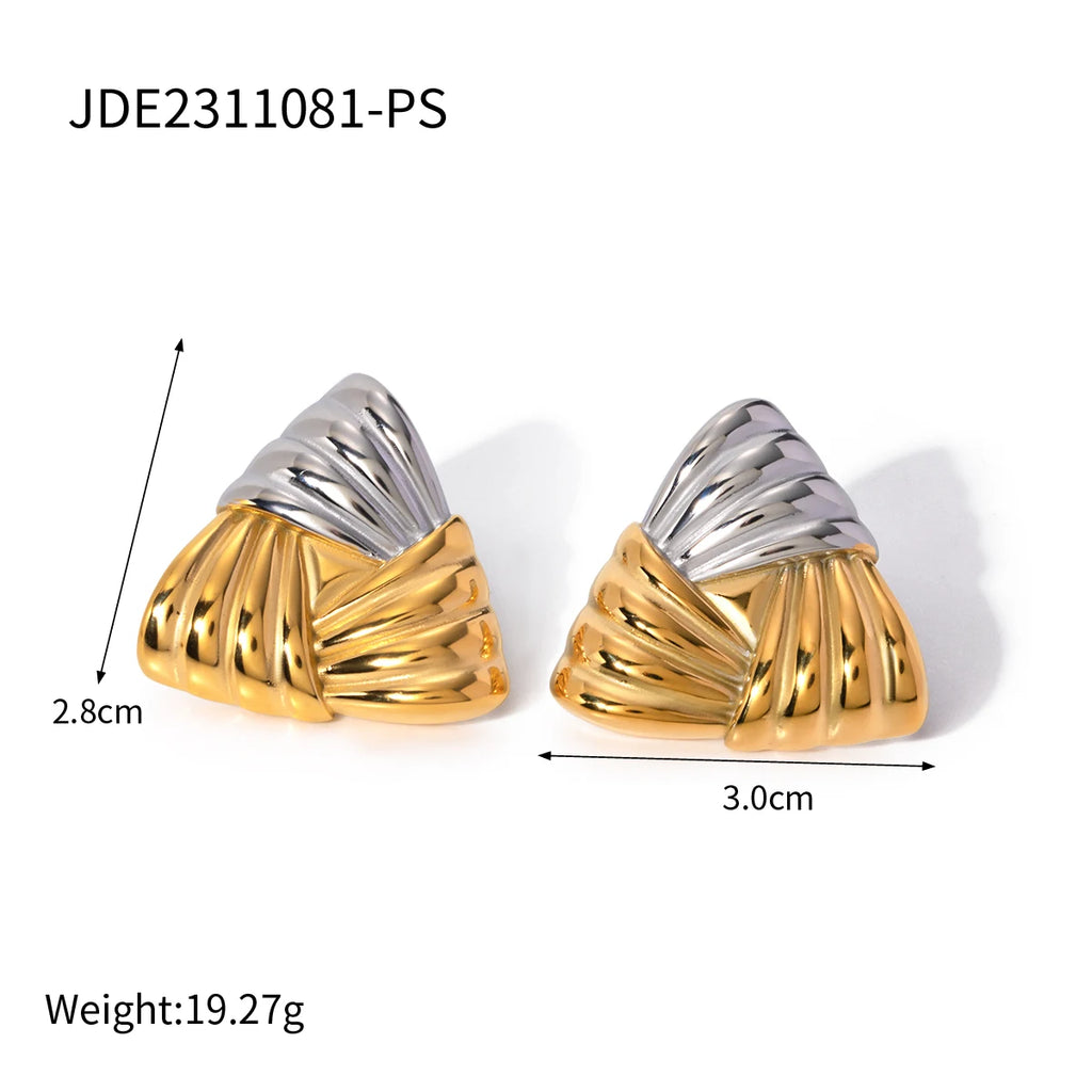 Geometric Stainless Steel Vintage Triangle Metal Earrings Statement Texture 18K Plated Temperament украшения бижутерия Gift