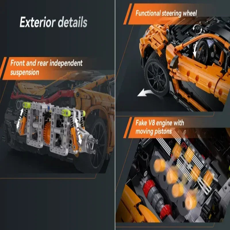 Cada 1:10 MOC Designer Pvdb Smiling Assassin Super Racing Car Model Building Blocks V8 Cylinder Car Speed Vehicle Toys for Kids