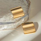 18K PVD-belagt rustfrit stål minimalistisk almindelig rektangulære hævede øreringe Vandtætte attraktive smykker af høj kvalitet