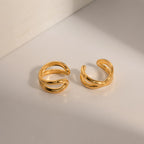 Rustfrit stål geometrisk øreclips Ung personlighed Mode Minimalisme 18K guldbelagte kvinder forhindrer allergierklæring smykker