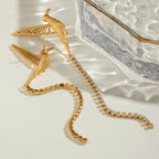 18K vergoldete Edelstahl-Friedens-Taubenflügel Ohrringe mit weißen Strass-Tasseln, Damenanhänger, wasserdichter Schmuck, Gala-Geschenk