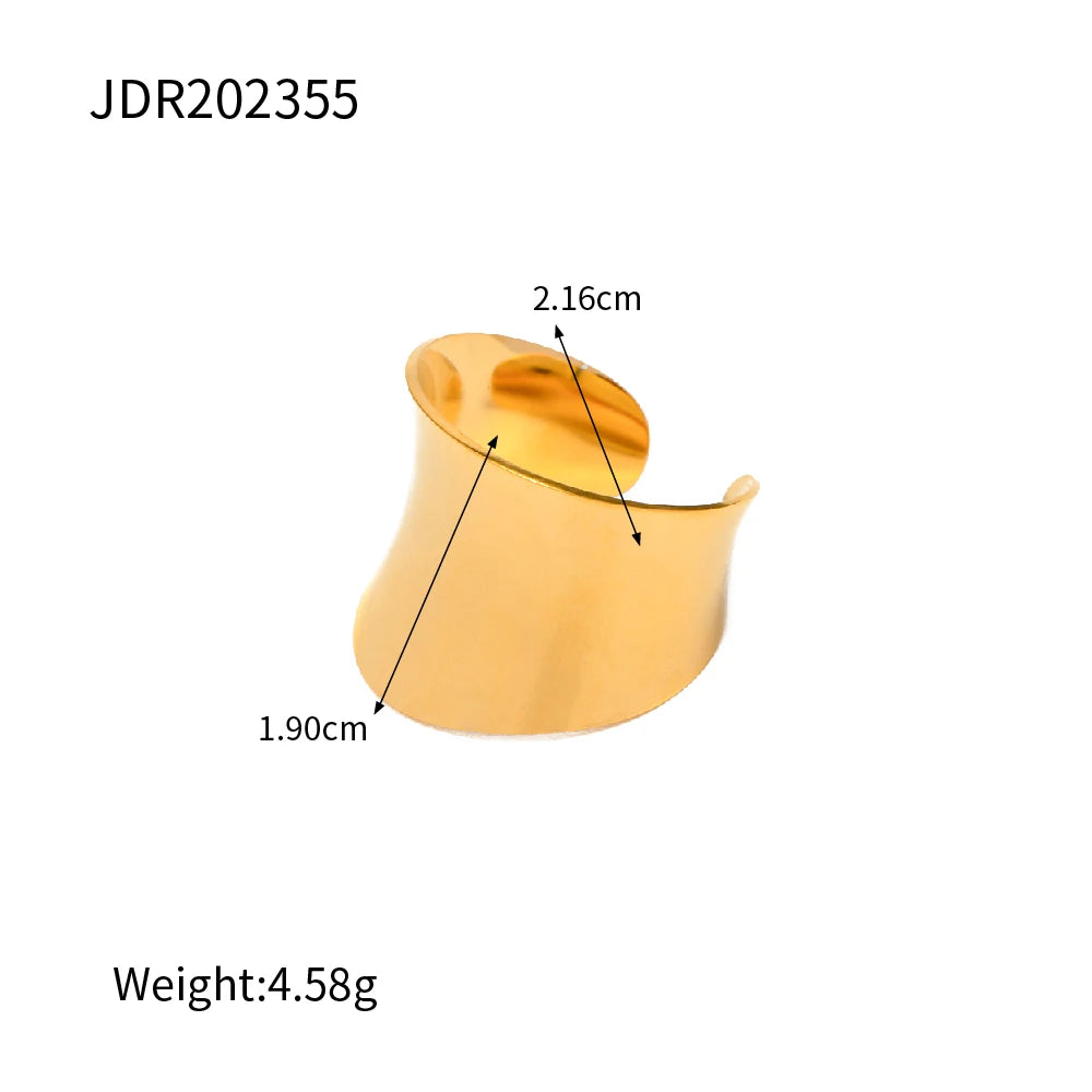 Винтажный набор колец с преувеличенно широким отверстием для женщин Геометрические регулируемые кольца из нержавеющей стали Подарок для пары Ювелирные изделия Anillos Mujer