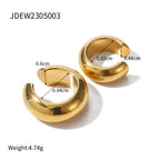 Couleur acier Acier inoxydable Luxe discret Clips d'oreille épais en forme de C Minimaliste Résistants au ternissement Bijoux d'oreille pour femmes Cadeau de fête