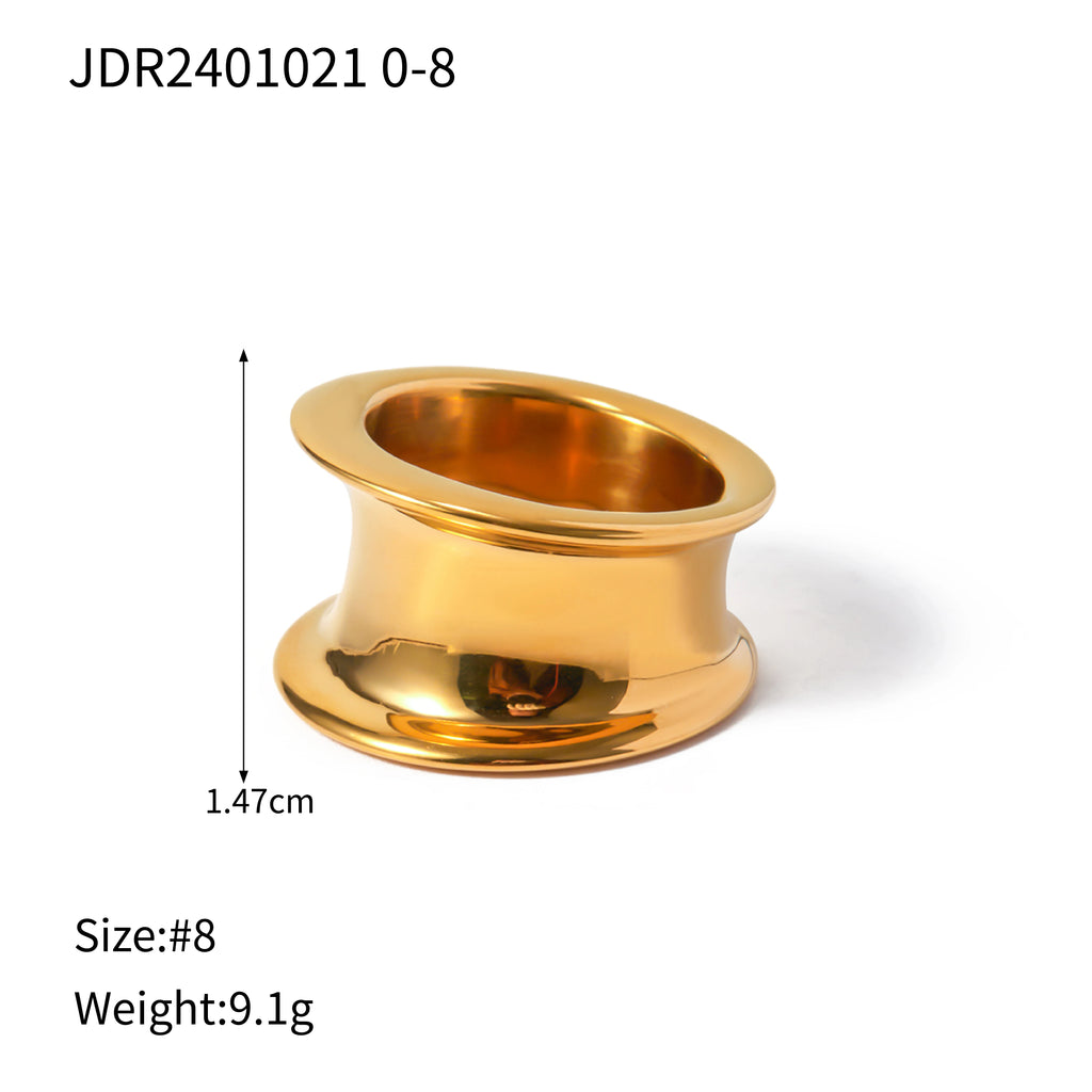 Anillo cerrado liso ancho con protuberancia minimalista de fundición de acero inoxidable y oro de 18k, a prueba de óxido, para mujer, con encanto moderno, elegante y de moda, regalo para gala