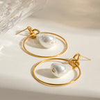 Hollow Out Circle Glas Perle Øreringe 18K PVD Belagt Dame Anti Allergisk Rust Beskyttet Stilfulde smykker bijoux femme