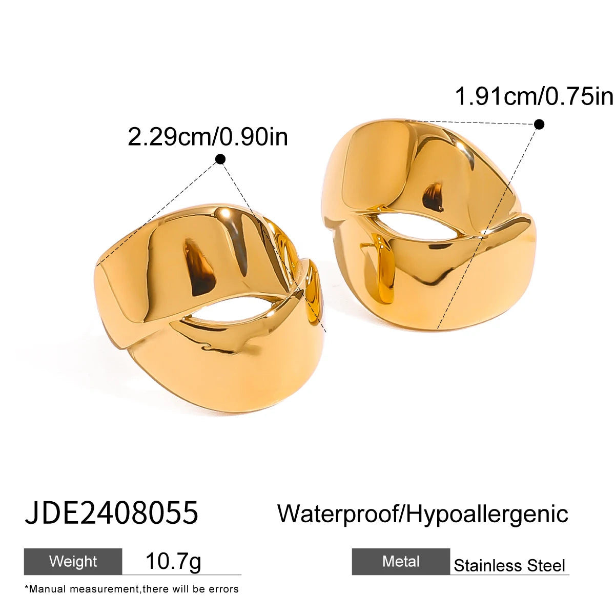 Zora Glossy Glat Metal Rustfrit Stål Cross Øreringe Vandtætte Sporty Usædvanlige Øreringe Smykker Bijoux Femme Gift