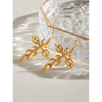 Creative 18K Gold Plated Stainless Steel Geometric Cross Flame Hook Earrings Women Waterproof Attractive Romantic Jewelry