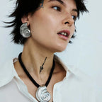 Stålfarve Rustfrit stål Chunky Conch Stud Øreringe Metal Tekstur Vandafvisende Hypoallergene Finpolerede smykker