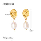 Stilvolle hochwertige elegante Ohrringe aus Edelstahl mit weißer Perle, Metall, goldfarben, romantischer Charme, Schmuck, Geschenk für Frauen