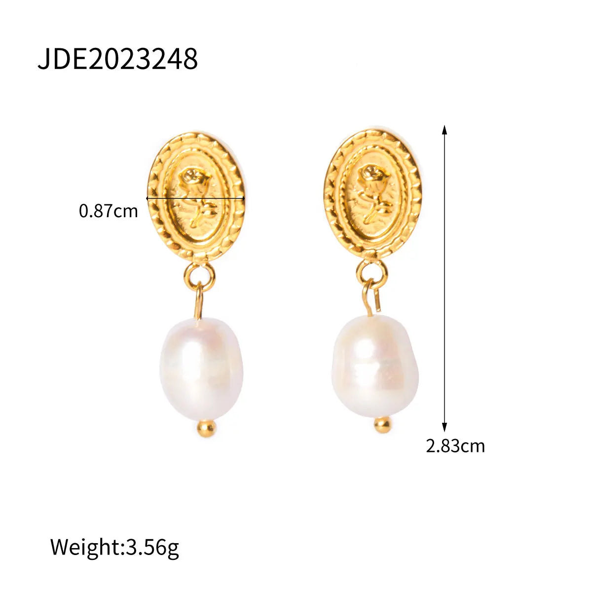 Stilvolle hochwertige elegante Ohrringe aus Edelstahl mit weißer Perle, Metall, goldfarben, romantischer Charme, Schmuck, Geschenk für Frauen