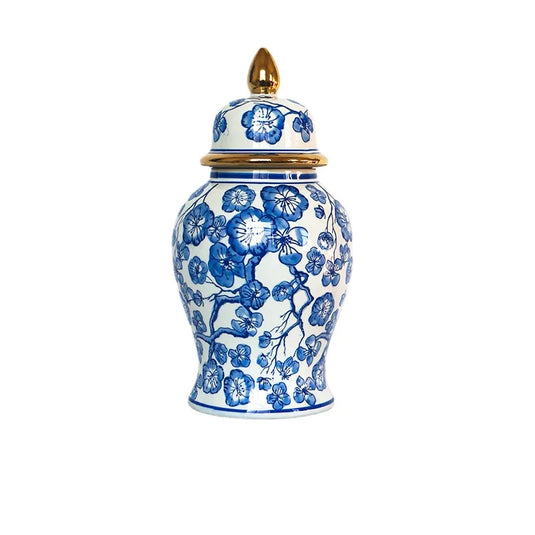 Moderne Luksus Forgyldt Blomster Keramik Krukke Stor Generel Krukke Blomsterarrangement Vase Ornamenter Håndværk Porcelæn Indvendig dekoration