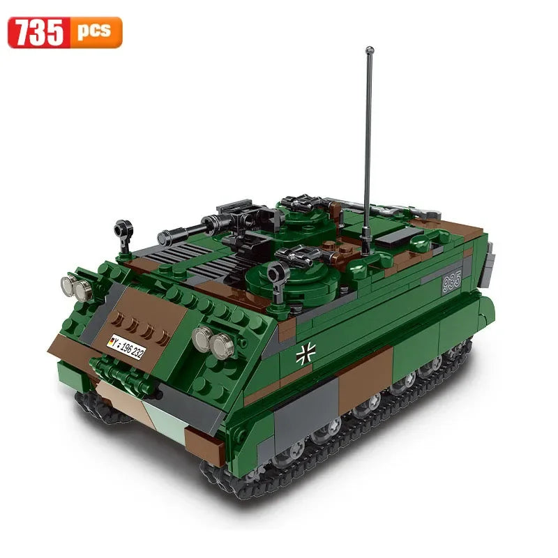 Military ww2 Cannon Assault Armored Vehicle Battle Tank Car Truck Army Weapon Building Blocks Sets Model Boys Toys for Kids Gift