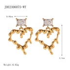 18K Gold Plated Stainless Steel Lava Design Love Heart Pendant Earrings Minimalist Waterproof Rust Proof Charm Jewelry - Grand Goldman