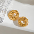 Übertriebene 18k vergoldete Edelstahl-Hammerkorn O-förmige Ohrringe für Frauen 18K Edelstahl Hochwertiger Schmuck Bijoux