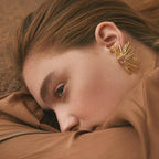 Geometrische wasserdichte 18k vergoldete Edelstahl-Opal-Halbrund-Sonnen-Ohrringe Charme Statement Anti-Allergie Schmuck