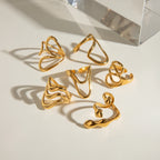 18K Goud Vergulde Bedel Onregelmatige Vloeibare Niche Uniek Lijnontwerp Open Ring Dames Hoge Kwaliteit Roestvrijstalen Sieraden Geschenk