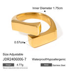 Anello incrociato geometrico in stile INS leggero e accogliente placcato in oro 18k, misura 7, donna, acciaio inossidabile, gioielleria statement anti allergica