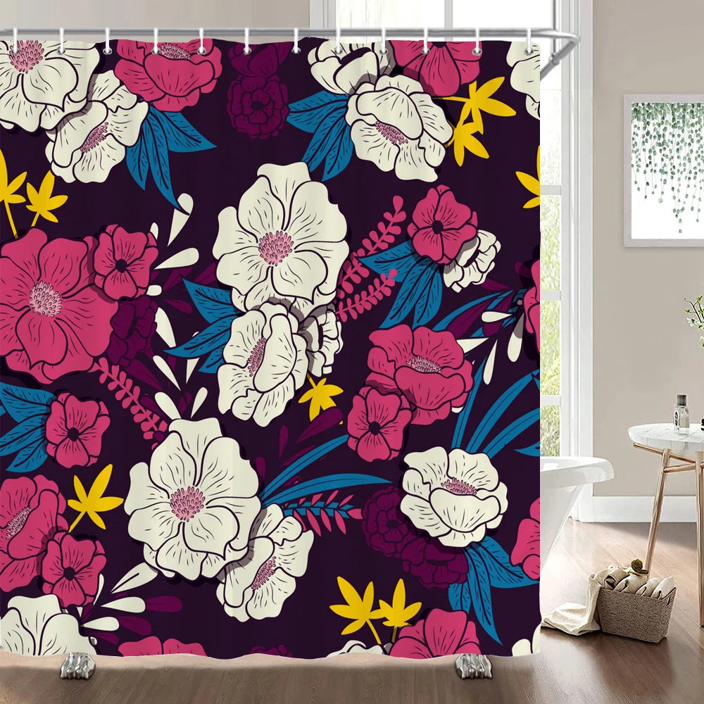 Nordic douchegordijn bloem plant patroon badkamer gordijnen badscherm waterdicht voor thuis badkamer decor print douchegordijn