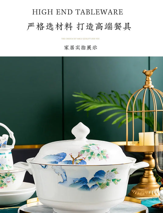 Jingdezhen Ceramic Bowls, Dishes, Dishes, Tableware Set, Bowls and Chopsticks Set